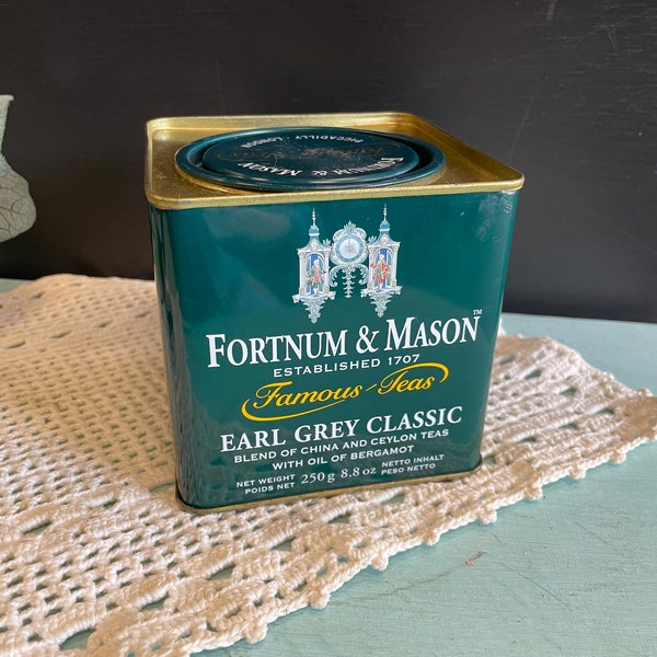 Fortnum & Mason Earl Grey Tea Tin, Rustic Tea Storage Decor