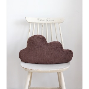 Brązowa poduszka Teddy Fluffy Cloud | Poduszka Faux Fur Cloud | Poduszka Sherpa Cloud | Poduszka Boucle Cloud Shape | Poduszka dekoracyjna do pokoju dziecięcego