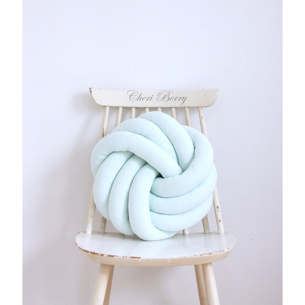 Mint Knot Pillow | Boho Pillow | Round Knotted Cushion | Decorative Pillow | Knot Cushion | Handmade Gift | Round Knot Pillow | Throw Pillow