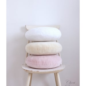 Round Velvet Pillow | Custom Colours All Size Round Velour Cushion | Whimsical Pillow | Velour Pillow | Kids Soft Pillow | Pastel Pillow