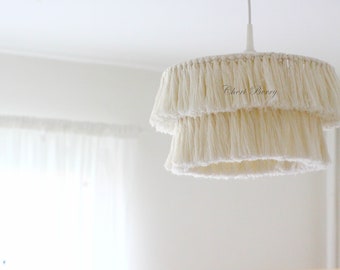 Abat-jour à franges de style bohème | Lampe en macramé | Lustre bohème | Lampe bohème | Lampe à franges | Lustre à franges | Lustre de chambre d'enfant