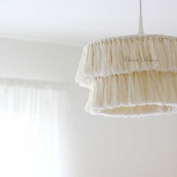 Abat-jour à franges de style bohème | Lampe en macramé | Lustre bohème | Lampe bohème | Lampe à franges | Lustre à franges | Lustre de chambre d'enfant