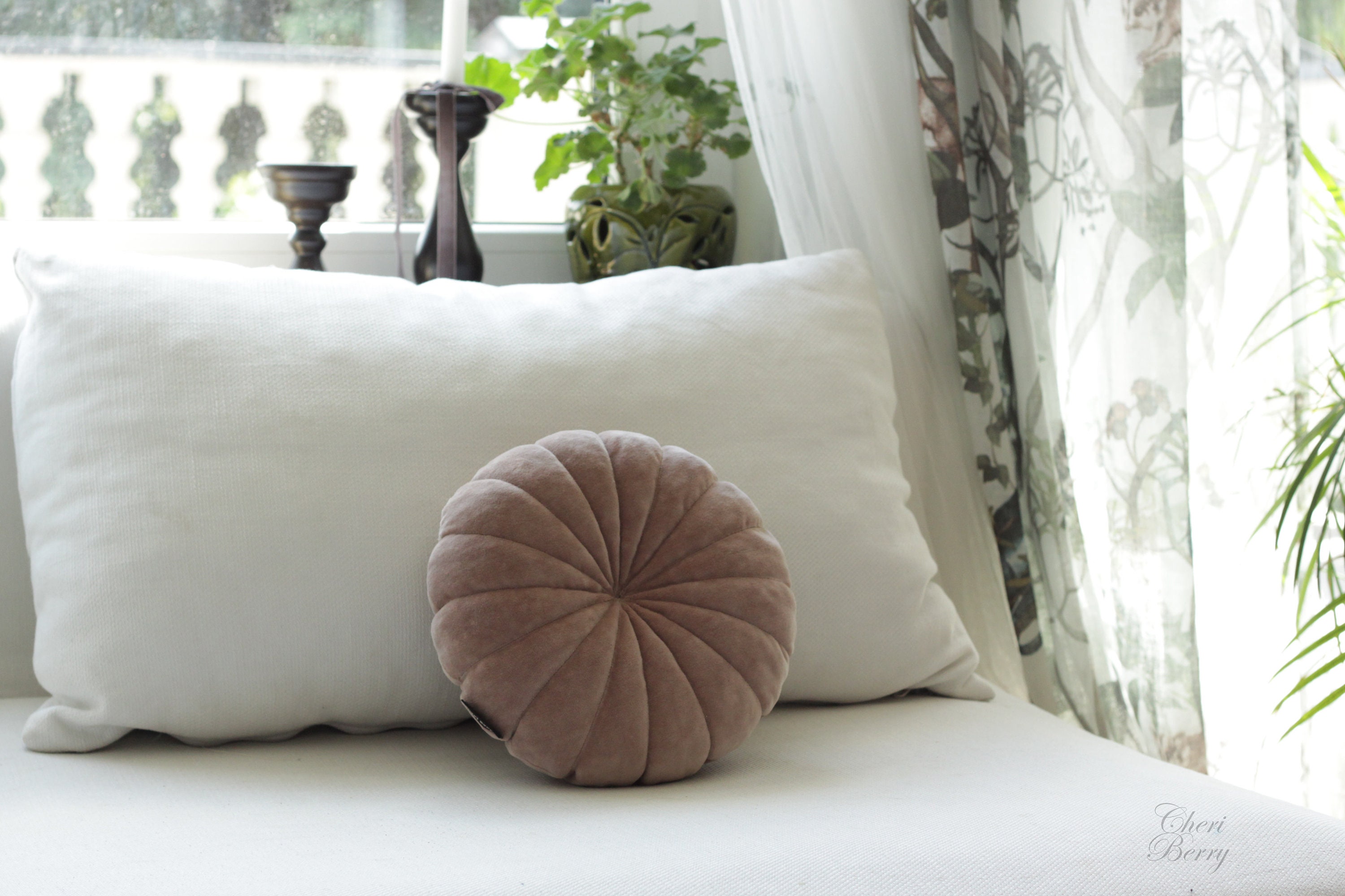 Pleated Round Pillow Etsy