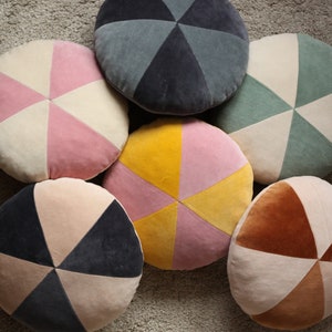 Round Patchwork Pillow | Velvet Cushion | Boho Pillow | Candy Cushion | Circus pillow | Floor Velour Pillow | Kids Pillow | Throw Pillow