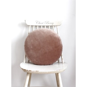 Dark Beige Boho Round Velvet Pillow | Fall Cushion | Autumn Cozy Decor | Elegant Bedroom Pillow | Sofa Pillow | Earth Tone Velour Cushion