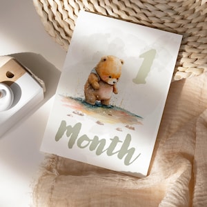 Cartes d'étapes imprimables aquarelles pour bébés, téléchargement numérique 5 x 7, décorations pour chambre de bébé et accessoires photo pour bébés (PDF, JPEG)