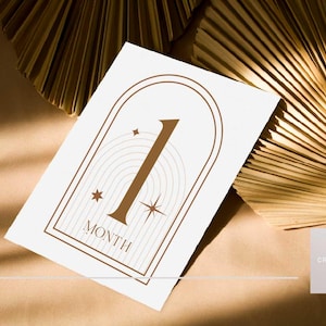 Cartes d'étape mensuelles Boho Arch imprimables - Accessoires photo d'étape importante pour bébé en téléchargement numérique, fichiers JPEG et PDF instantanés