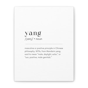 Yang Etymology Wall Art Canvas, Inspirational Home Decor, Gift for Men, Modern Minimalist Art, Masculine Philosophy Print