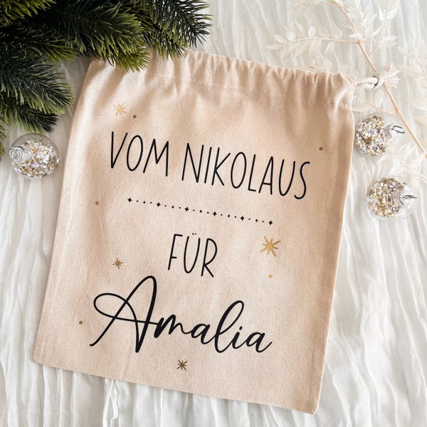 Nikolaussäckchen Personalisiert | Baumwollsäckchen mit Name | Geschenkbeutel Nikolaus | Weihnachten | Leinenbeutel | Geschenkidee |