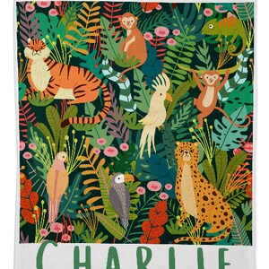 Personalized Jungle Animals Baby Blanket, Custom Velveteen Blanket (30x40)