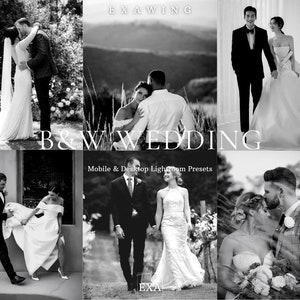 10 B&W Wedding Lightroom Presets | Mobile + Desktop | Black, White | Blogger and Instagram | Plus Adobe Camera Raw