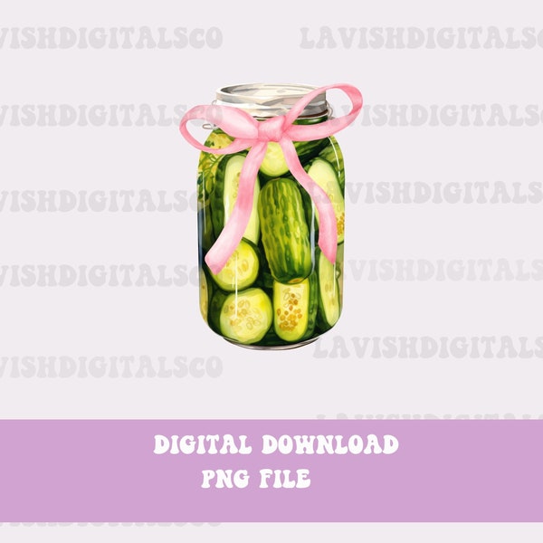 Coquette, Pickle Jar Png, Pickle Lover, Instant Download, Sublimation Design, Ribbon Girlie, Cherry Bow, Pink Bow, Soft Girl Era, Trendy Png