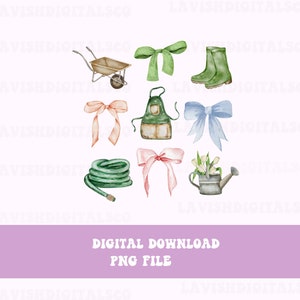 Tuinieren Png, Coquette Bow Png, Instant Download, Sublimatie Design, Boho Floral Png, Spring Garden Png, Social Club Png, Plant Lover Png