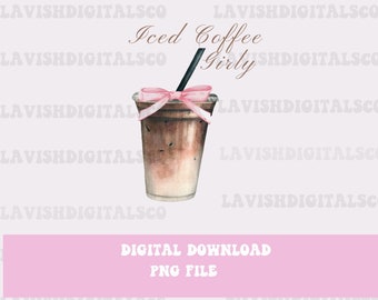 Iced Coffee Girly Png, Coquette Iced Coffee Png, Coffee Lover Png, Trendy Coffee Png, Coquette Bow, Sublimation Design, Instant Download