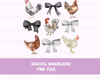 Coquette Chicken Png, Coquette Aesthetic, Buffalo Check Bow, Instant Download, Sublimation Design, Homestead Png, Farm Sublimation,