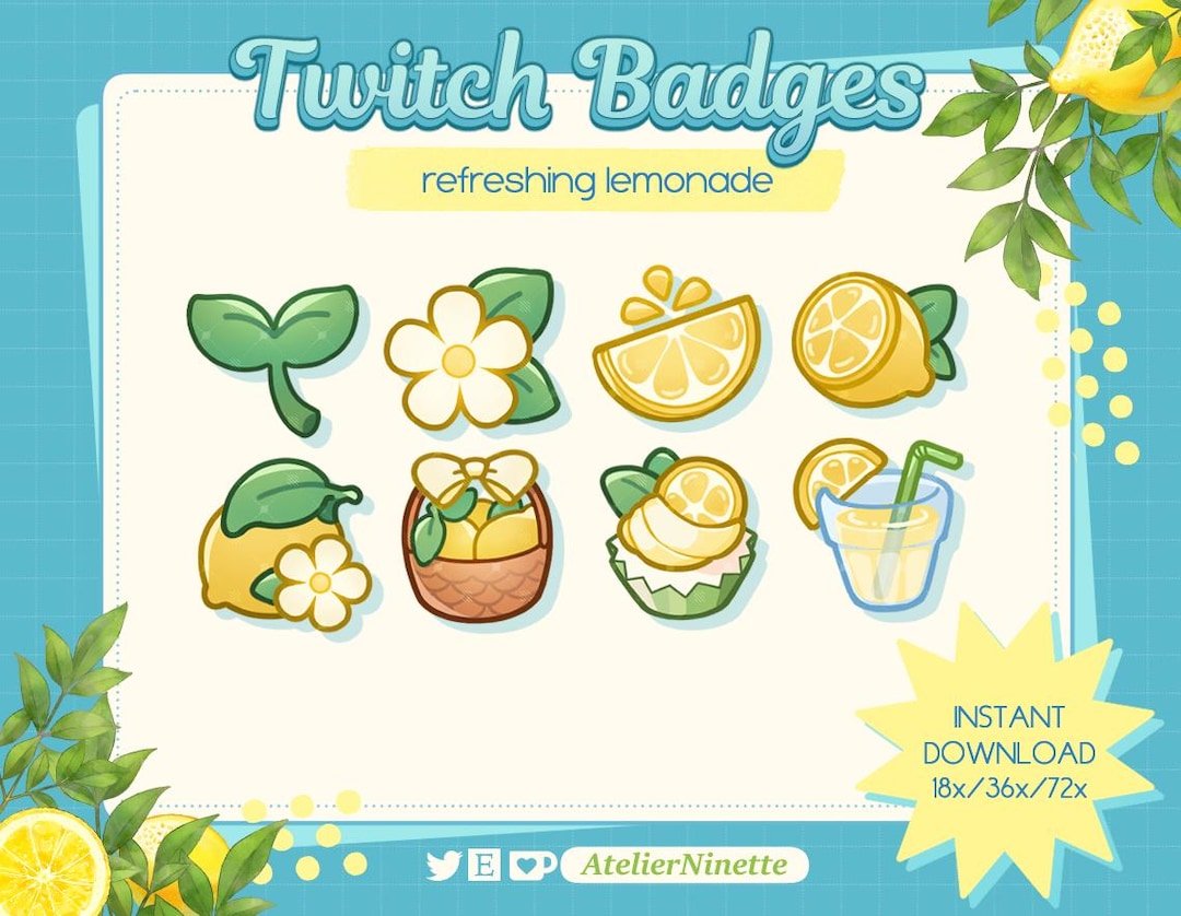 Refreshing Lemonade Twitch Badges: Summer Emblems (digital Download) - Etsy