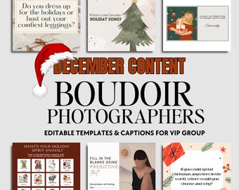 Boudoir VIP Group Content with Captions Daily- DECEMBER Engaging Boudoir Canva Graphics, Facebook Boudoir Group Content, Fully Customizable