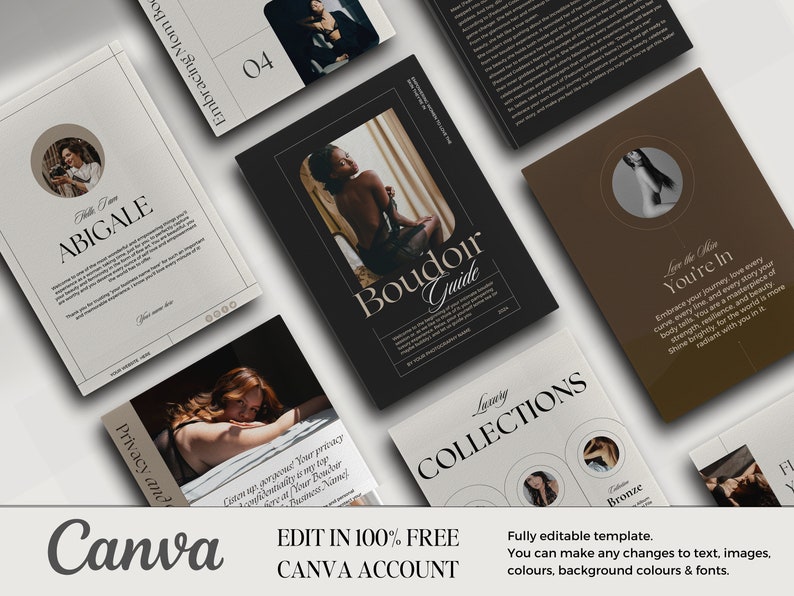 Boudoir Client Guide Template Canva, Luxury Boudoir Style Guide, Photographer Magazine Template PDF, Boudoir Price guide, Client Brochure image 2