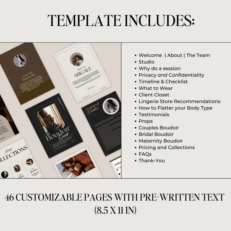 Boudoir Client Guide Template Canva, Luxury Boudoir Style Guide, Photographer Magazine Template PDF, Boudoir Price guide, Client Brochure image 5