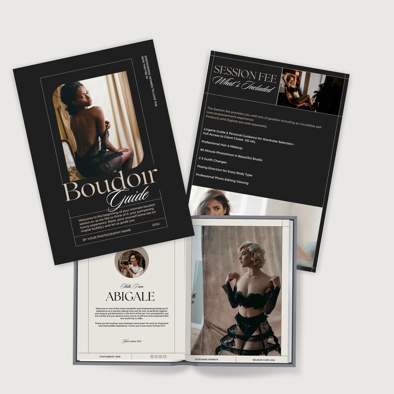 Boudoir Client Guide Template Canva, Luxury Boudoir Style Guide, Photographer Magazine Template PDF, Boudoir Price guide, Client Brochure image 9