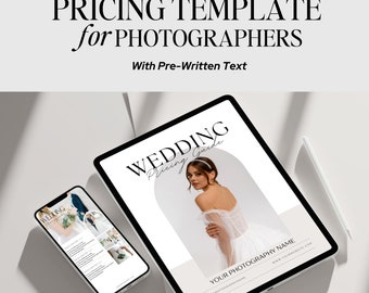 Modello prezzi per fotografo CANVA / Modello guida ai prezzi per fotografo di matrimoni / Download istantaneo Guida ai prezzi di matrimonio / Prezzi di lusso