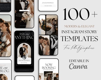 Fotograaf Instagram verhaal Canva-sjabloon | 100+ sjabloon voor trouwfotografie Instagramverhalen| Bewerkbare Instagram-verhaalsjabloon Canva
