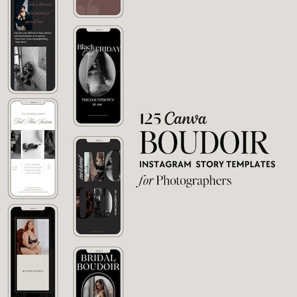 Modèles d'histoires Instagram et de publications sur toile de photographe boudoir | 125 photos de luxe Instagram, modèle d'histoires Instagram modifiable