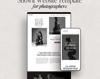 Showit Website Template for Photographers, Maternity, Newborn, Portrait, Family Photographer website template, Photography Website, Modern