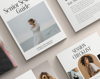 Senior Photography Session Welcome Guide Canva Template – Client Prep Guide, Pricing – Photographer Magazine Template