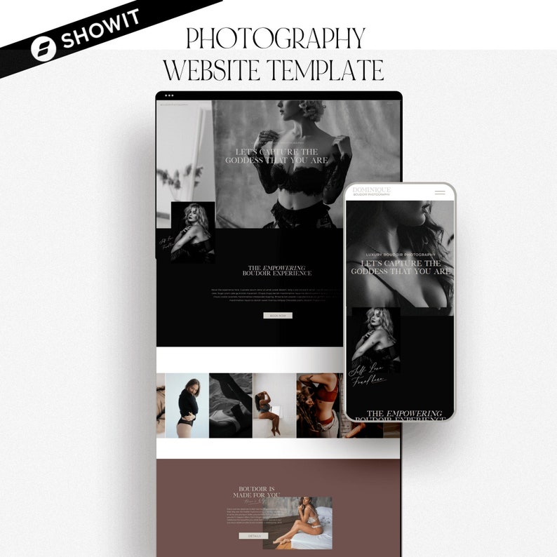 Showit Website Templates for Photographers, Boudoir Template , Photography Website, Boudoir and Wedding Photographer, Instant Download image 1
