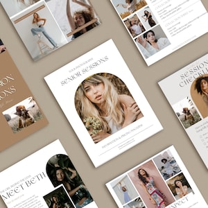 CANVA Senior Photography Guide magazine Template, Graduation Photography Welcome Guide Template, Pre-written Guide price list CANVA template