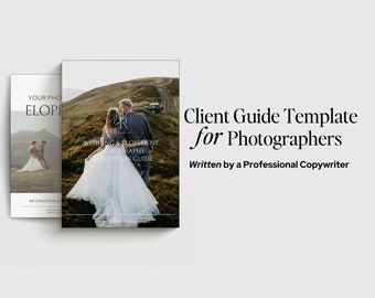 Photographer Wedding and Elopement Client Welcome Guide Magazine | Canva Template | Modern Minimal Design | Professional Prewritten Copy