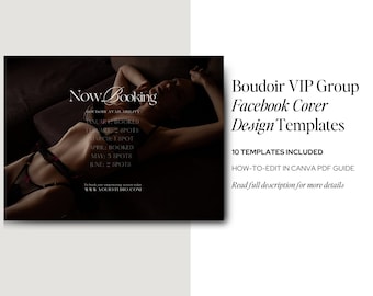 Boudoir VIP Group Facebook Banner Cover | Editable in Canva | Pack of 10 Templates