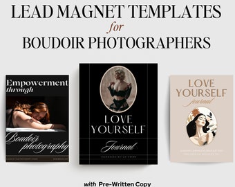 Magneti al piombo per fotografi boudoir Elenco iscritti via e-mail, modelli e guide Canva di lusso, marketing boudoir, cartoline di affermazione