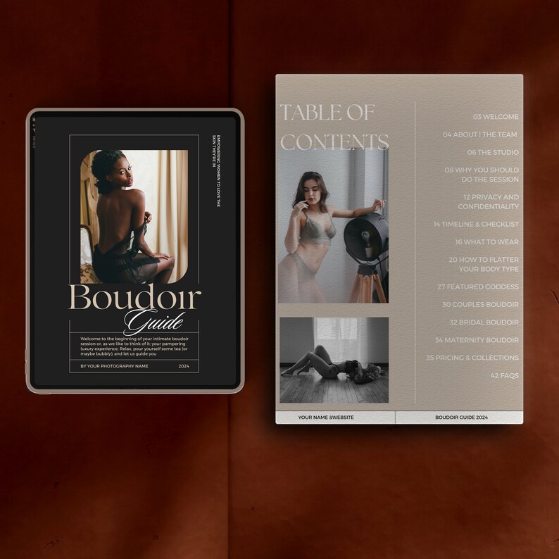 Boudoir Client Guide Template Canva, Luxury Boudoir Style Guide, Photographer Magazine Template PDF, Boudoir Price guide, Client Brochure image 4