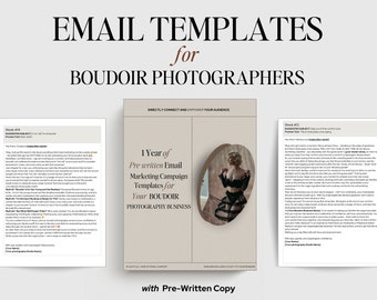 Email Marketing Campaign Newsletters for Boudoir Photographers| One Year of Pre-written Weekly Emails to Empower Your Readers | PDF & Canva