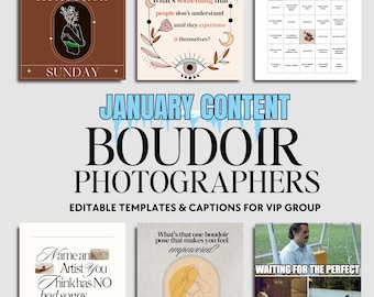 Boudoir VIP Group Content with Captions Daily- JANUARY Engaging Boudoir Canva Graphics, Facebook Boudoir Group Content, Fully Customizable