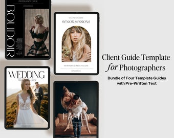 Modern Canva Welcome Photographer Bundle, Wedding, Senior Sessions, Family, Boudoir Templates, Instant Download, Pre-written Copy Included