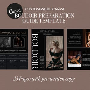 CANVA Boudoir Client Guide Template, Luxury Boudoir Style Guide, Photographer Magazine Template PDF, Boudoir Price guide,  Client Brochure