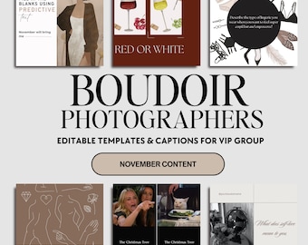 Boudoir VIP Group Content with Captions Daily- NOVEMBER Engaging Boudoir Canva Graphics, Facebook Boudoir Group Content, Fully Customizable