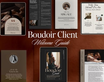 Modello guida cliente Boudoir Canva, Guida allo stile boudoir di lusso, Modello PDF per rivista per fotografi, Guida ai prezzi Boudoir, Brochure cliente