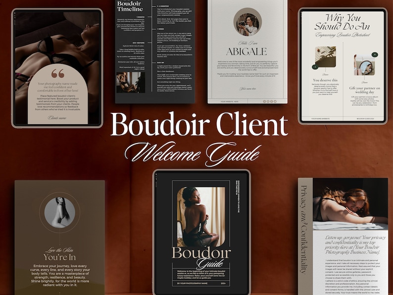 Boudoir Client Guide Template Canva, Luxury Boudoir Style Guide, Photographer Magazine Template PDF, Boudoir Price guide, Client Brochure image 1