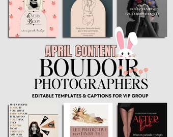 Boudoir VIP Group Content with Captions Daily- APRIL Engaging Boudoir Canva Graphics, Facebook Boudoir Group Content, Fully Customizable