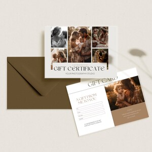 Modèle de Canva de carte-cadeau de photographie, certificat-cadeau de Canva de photographie, carte-cadeau de photographe moderne pour des clients, téléchargement instantané