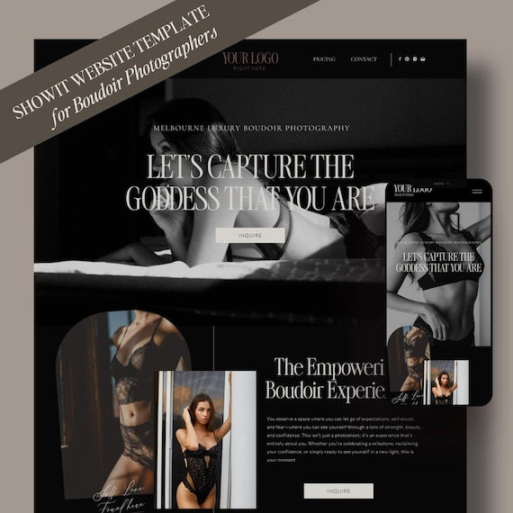 Mini Boudoir Photography Landing Page Showit Template for Photographers, ShowIt Website, Website Template, Customizable Website Template