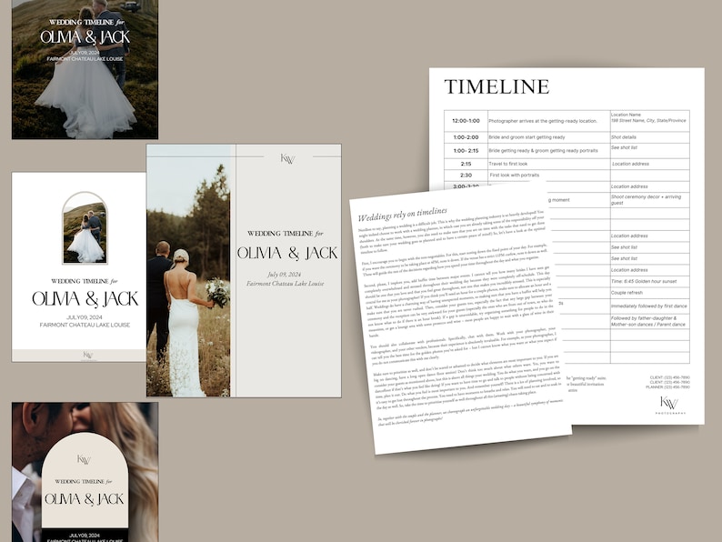 Wedding Photographer Timeline & Shot List Minimal, Modern Design Professional Copy 8 Designed Cover Options Editable in Canva image 10