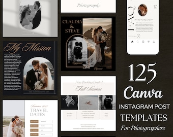 Photographer Instagram Post Canva Template | 125 Wedding Photography Instagram Post Template, Editable Instagram Template, Social Media Post