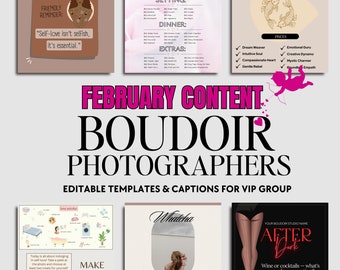 Boudoir VIP Group Content with Captions Daily- FEBRUARY Engaging Boudoir Canva Graphics, Facebook Boudoir Group Content, Fully Customizable