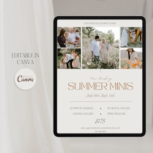 Canva Summer Mini Session Photography Template, Family Mini Sessions Template, Instagram marketing, Photography Marketing, Instant Download
