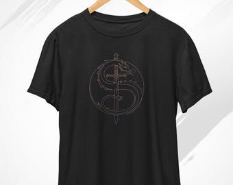 Medieval Dragon T-Shirt, Medieval Shirt, Dragon T shirt, Viking Shirt, Minimalistic Shirt, Sword Shirt, Dragon Lovers Gift Tee